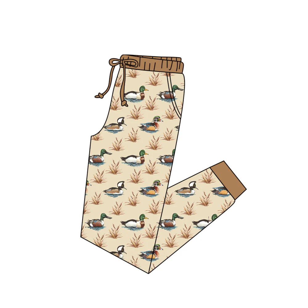 (Custom Design Preorder MOQ 5)  Adult Brown Duck Print Man Pajamas Pants