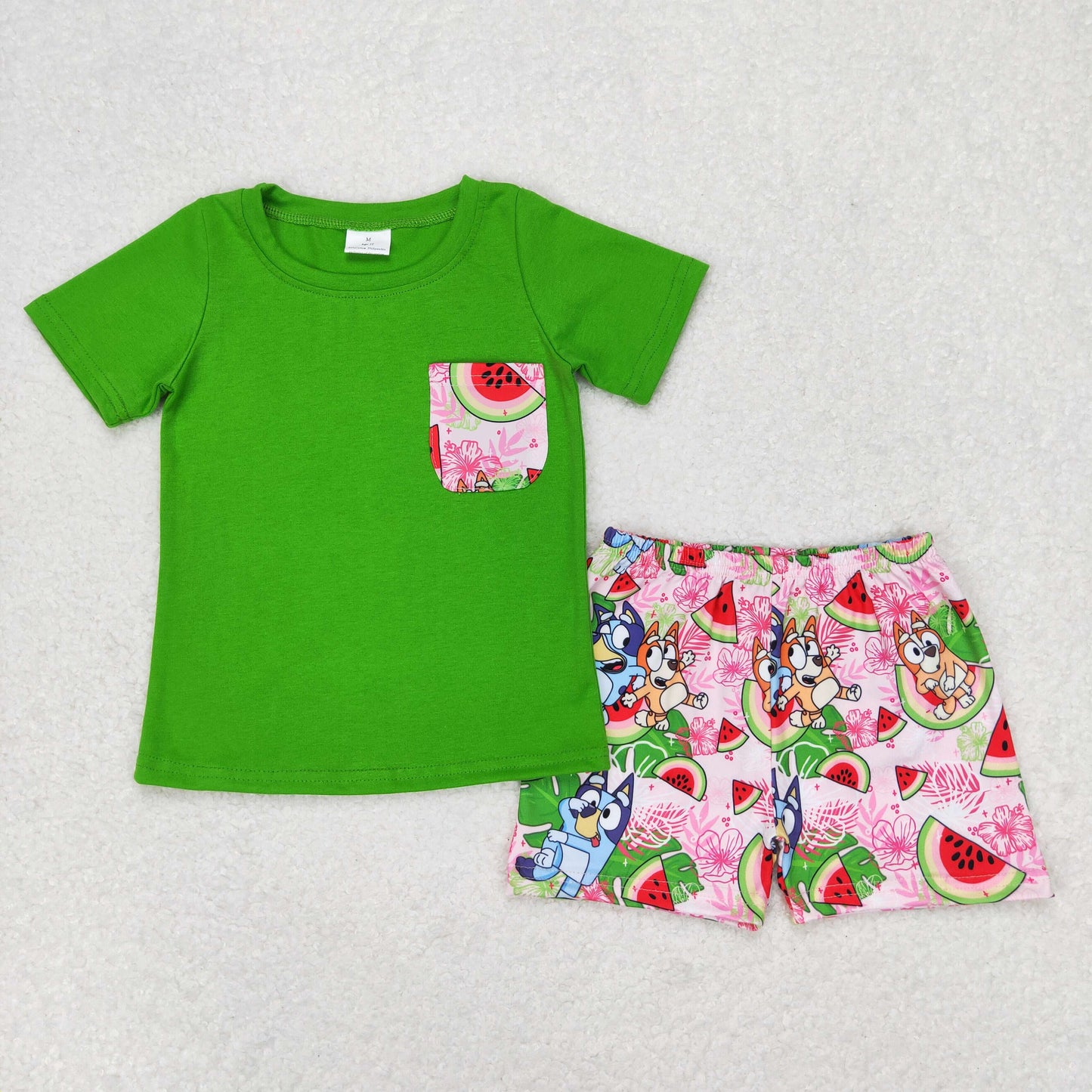 Watermelon Cartoon Dog Print Sibling Summer Matching Clothes
