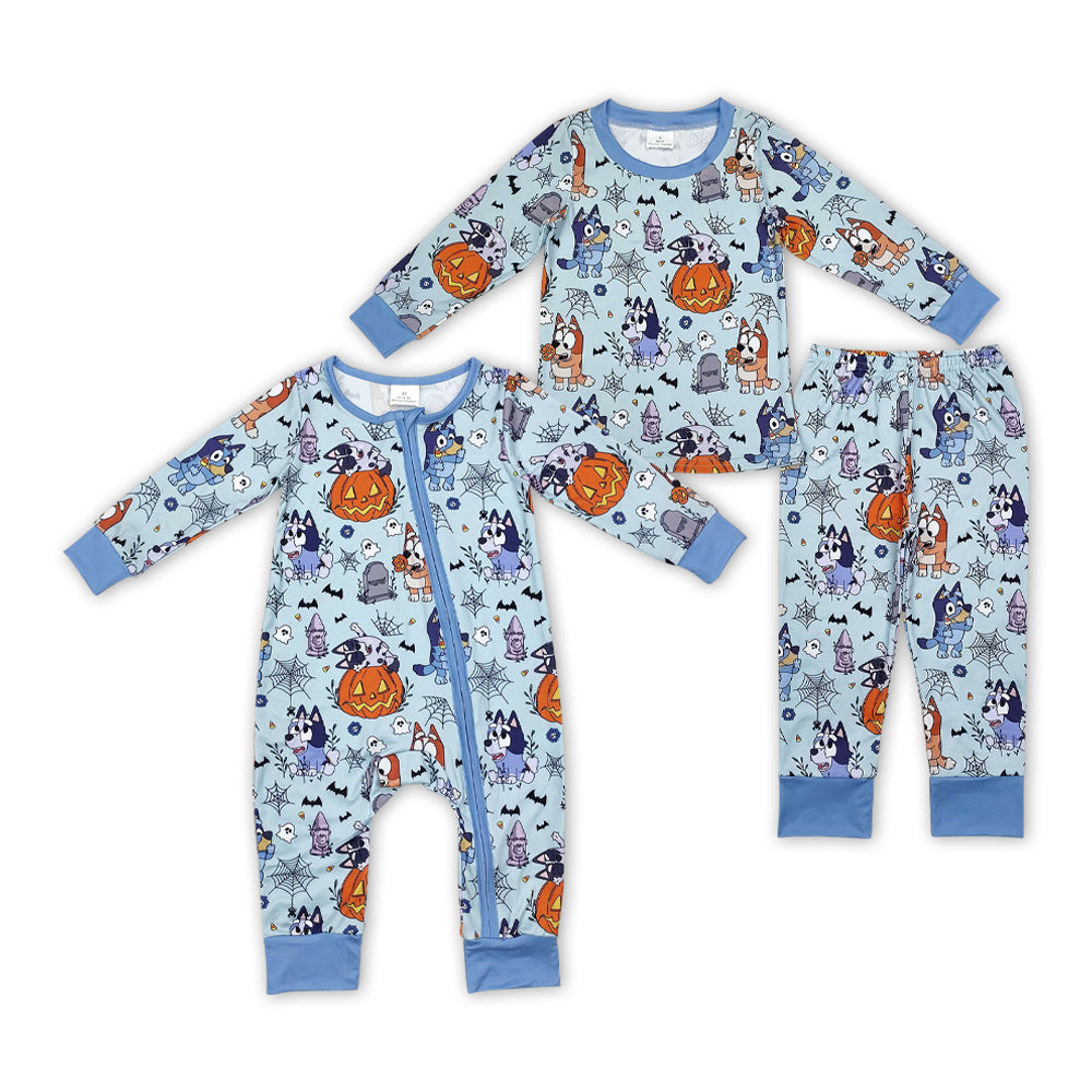 Cartoon Dog Pumpkin Print Brothers Halloween Matching Pajams Clothes