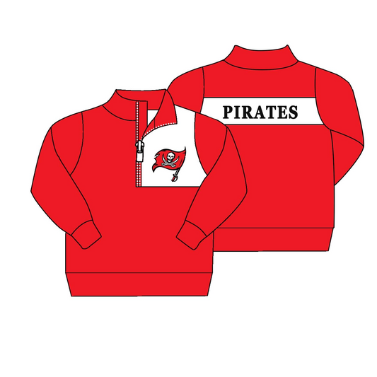 (Custom Design Preorder MOQ 5) Team's PIRATES Print Boys Zipper Pullover Tee Shirts Top