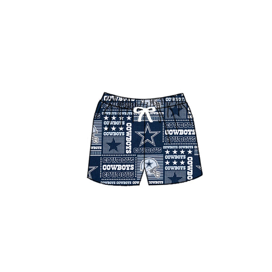 (Custom Design Preorder MOQ 5) Team's Cowboys Stars Print Boys Swim Trunks