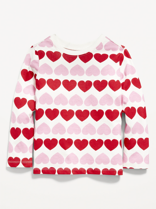 (Custom Design Preorder MOQ 5) Heart Print Girls Valentine's Tee Shirts Top