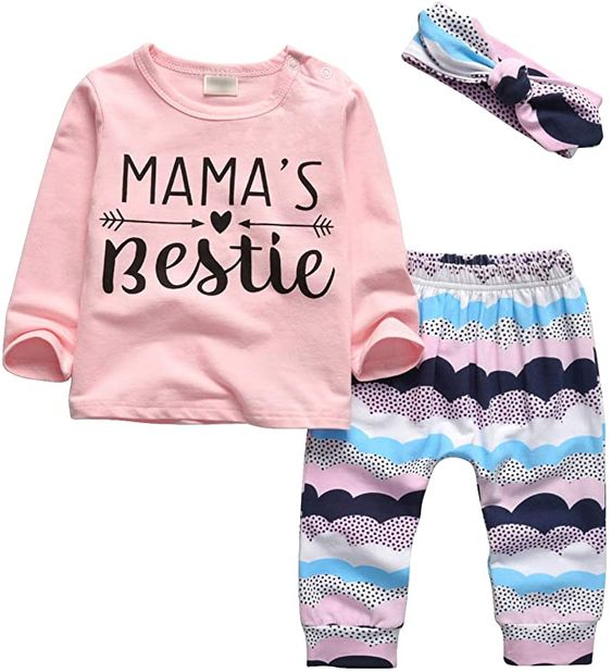 (Custom Design Preorder MOQ 5) Mama's Bestie Pink Girls Clothes Set