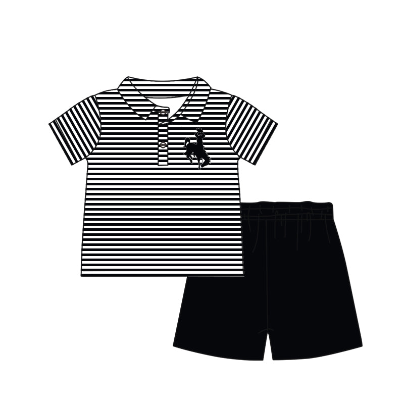 (Custom Design Preorder MOQ 5) Team's Smackover Black Print Boys Summer Clothes Set