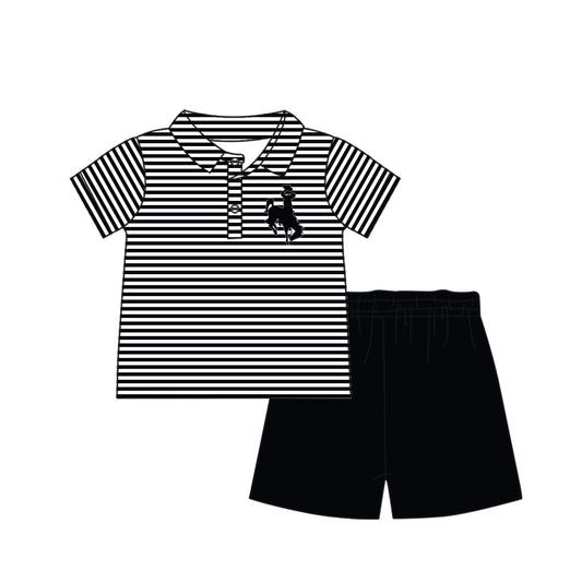 (Custom Design Preorder MOQ 5) Team's Smackover Black Print Boys Summer Clothes Set