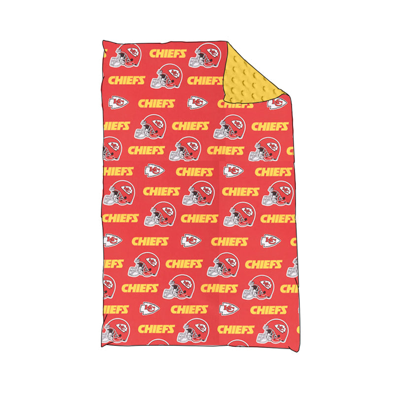 (Custom Design Preorder MOQ 5)  Team's KC Red Yellow Print Baby Blanket