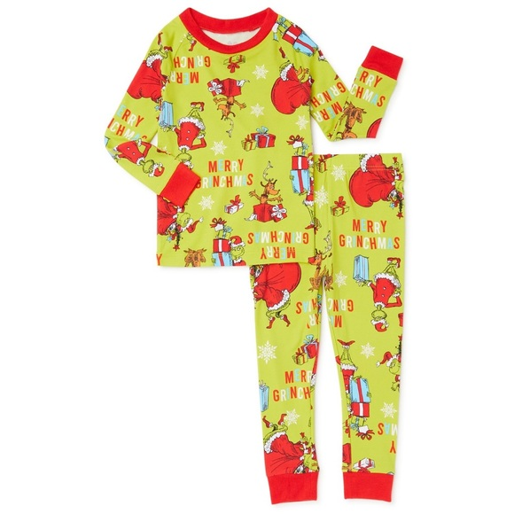 (Custom Design MOQ 5)  Merry Christmas Frog Kids Pajamas Clothes Set