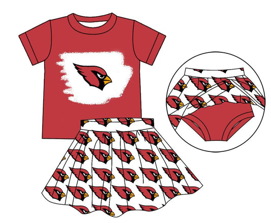 (Custom Design Preorder MOQ 5) Team's Cardinals Top Skirts Shorts Girls Summer Clothes Sets