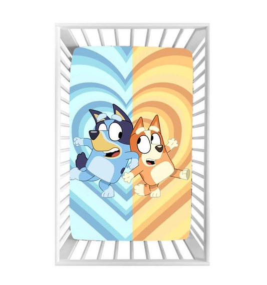 (Custom Design Preorder MOQ 5) Cartoon Dogs Hearts Print Baby Kids Bed Sheets