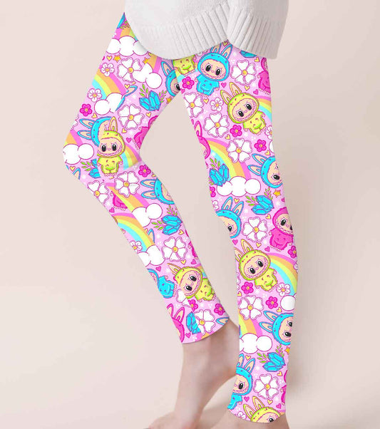 (Custom Design Preorder MOQ 5) Cartoon Labub* Rainbow Print Adult Legging Pants