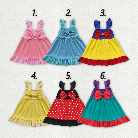 6 Colors Cotton Princess Design Girls Summer Dress Sisters Wear