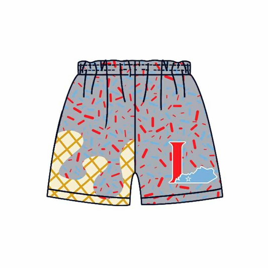 (Custom Design Preorder MOQ 5 Each Item) Team's I Grey Sprinkles Print Summer Bottom Shorts Mom and Me Matching Clothes
