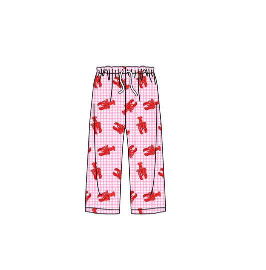 (Custom Design Preorder MOQ 5) Adult Crayfish Blue Plaid Print Womam Bottom Straight Pants