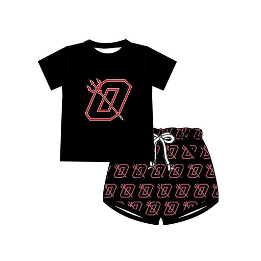 (Custom Design Preorder MOQ 5) Team's O Black Shorts Boys Summer Clothes Set
