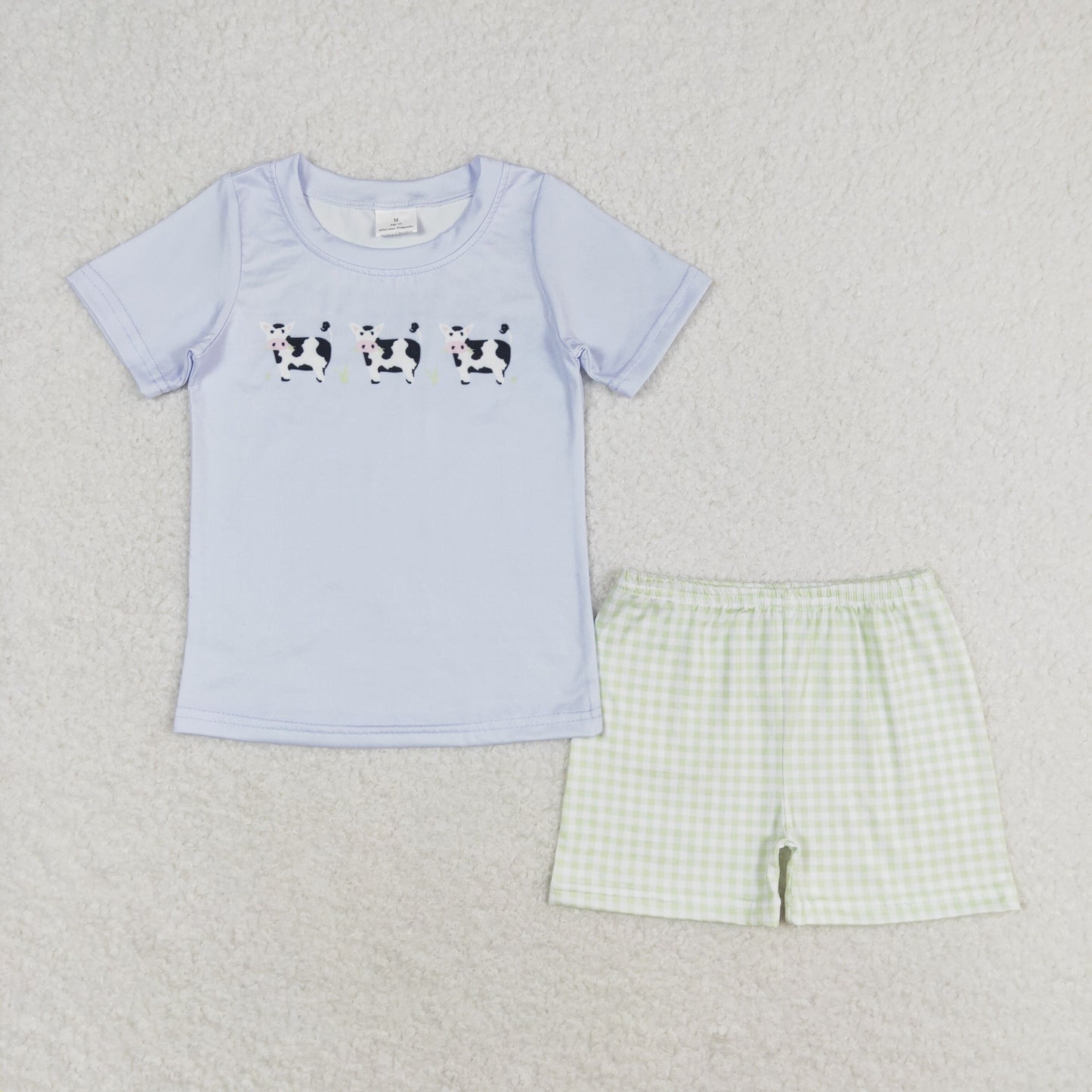 Cows Plaid Print Sibling Summer Matching Clothes