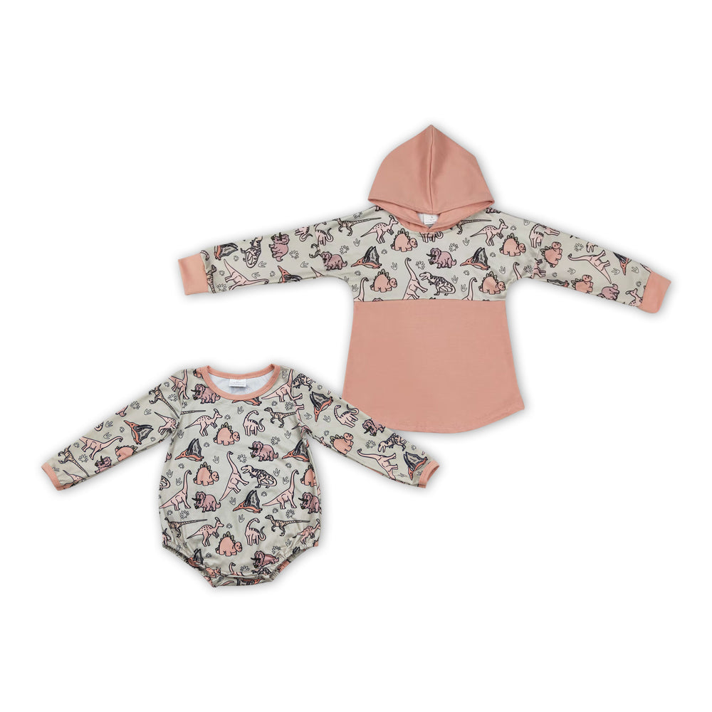 Dino Print Sibling Fall Matching Clothes