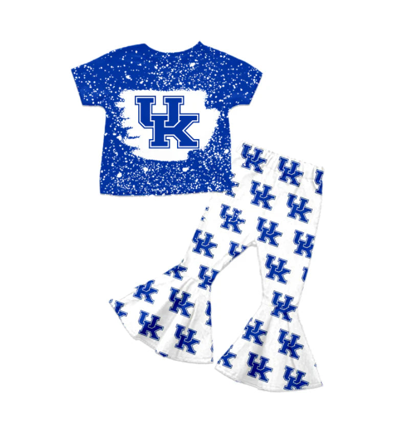 (Custom Design Preorder MOQ 5) Team's UK Blue Top Bell Pants Girls Clothes Set