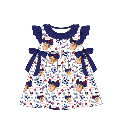 (Custom Design Preorder MOQ 5) Team's Patriots OLPS Print Girls Knee Length Dress