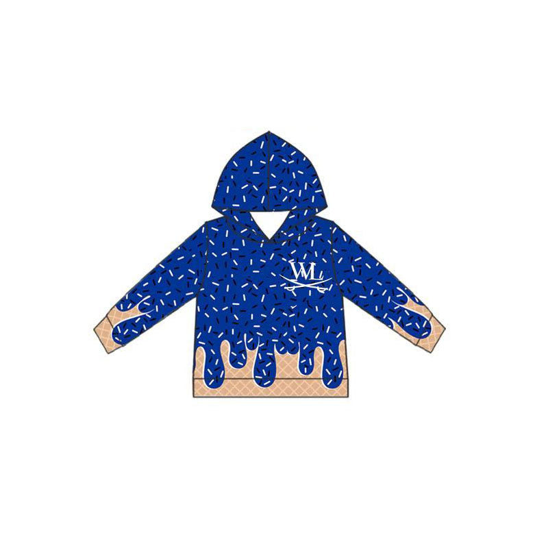 (Custom Design Preorder MOQ 5 Each Item) Team's WL Sprinkles Blue Print Hoodie Top Mom and Me Matching Clothes