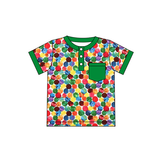 (Custom Design Preorder MOQ 5) Colorful Caterpillar Print Boys Summer Polo Tops