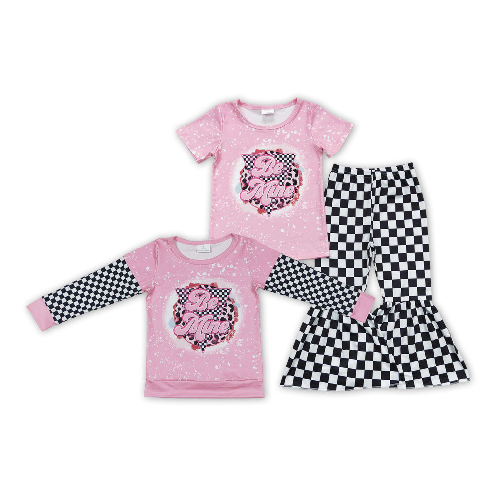 Be Mine Black Plaid Pink Print Sisters Summer Matching Clothes