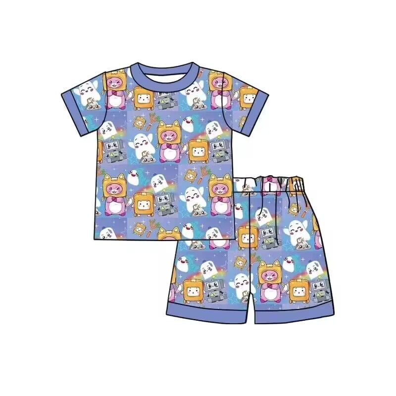 (Custom Design Preorder MOQ 5)  Cute Print Kids Summer Pajamas Clothes Set