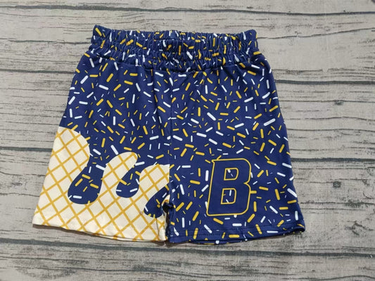 (Custom Design Preorder MOQ 5 Each Item) Team's B Navy Sprinkles Print Summer Bottom Shorts Mom and Me Matching Clothes