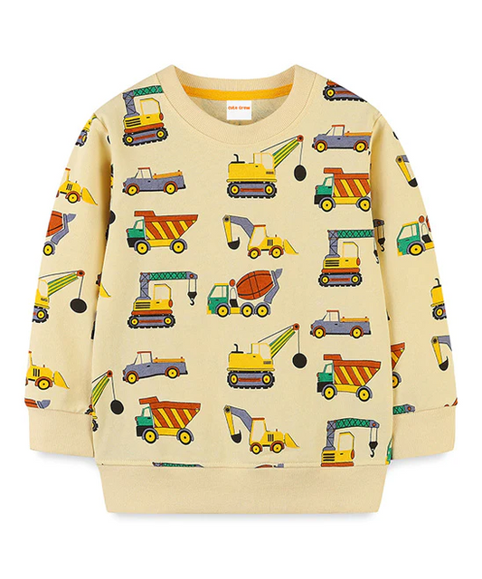 (Custom Design Preorder MOQ 5) Yellow Construction Print Boys Tee Shirts Top