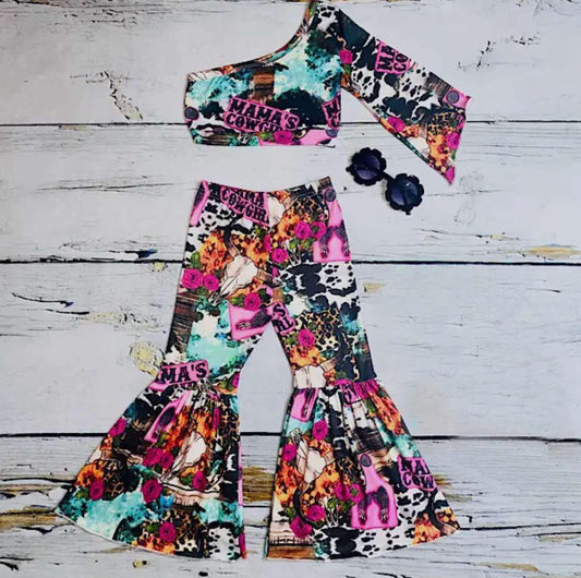 (Custom Design Preorder MOQ 5) MAMA'S COWGIRL Western Print Girls Clothes Set