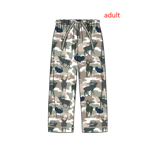 (Split Order Preorder) Deadline November 3 Deer Turkey Camo Print Adult Pajamas Pants