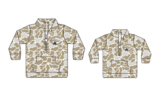 12.18(Custom Design Preorder MOQ 5 Each Design) Team's Comanche Camo Print Pullover Zipper Top Mom and Me Matching Clothes