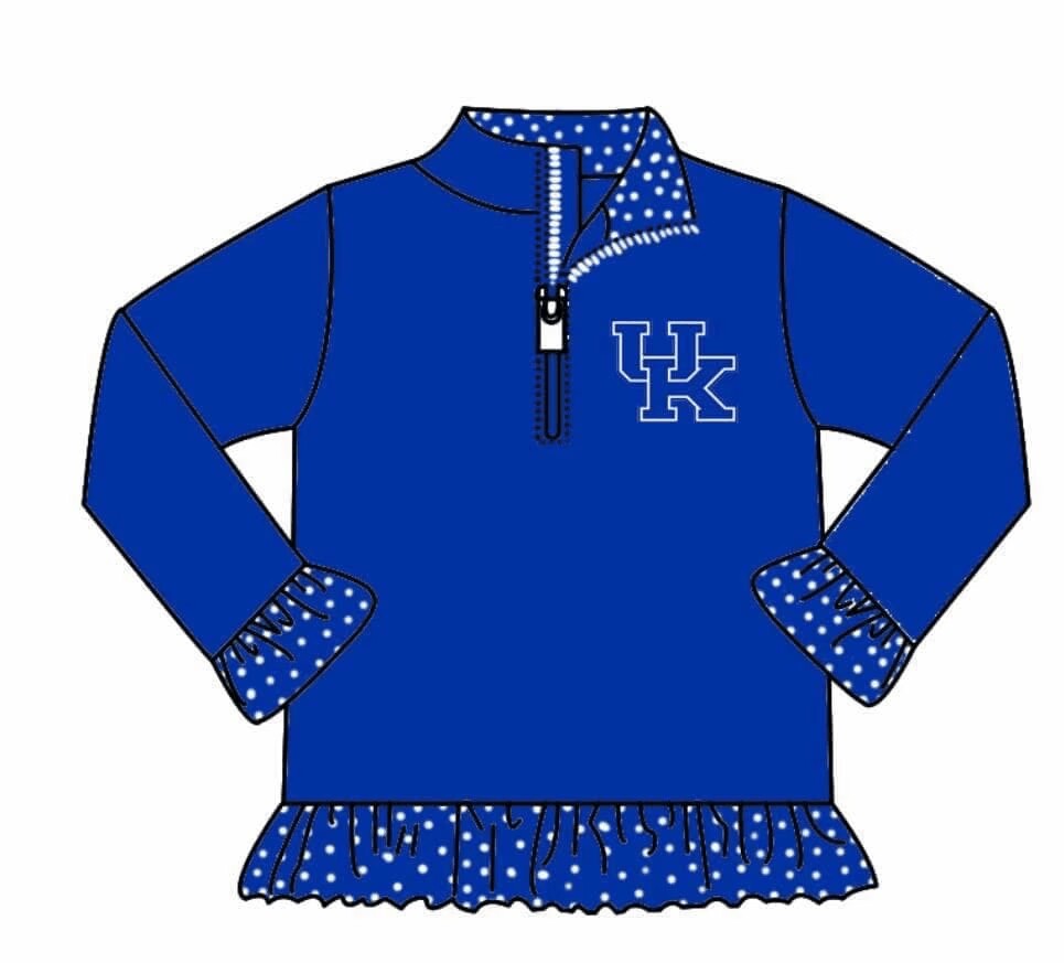 (Custom Design Preorder MOQ 5) Team's UK Print Girls Long Sleeve Zipper Pullover Shirts