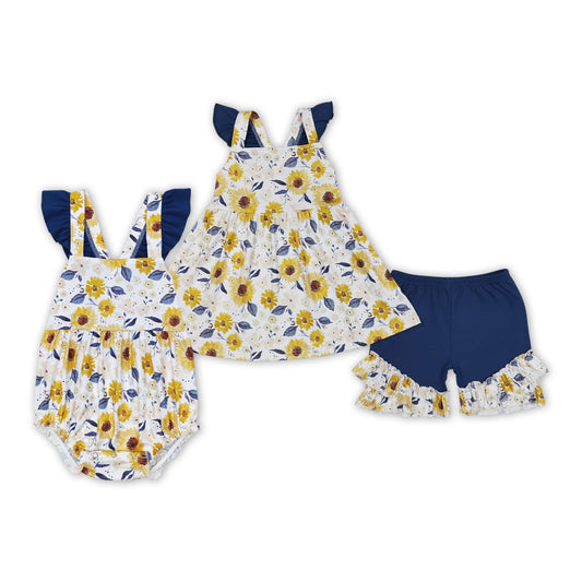 Sunflowers Print Sisters Summer Matching Clothes