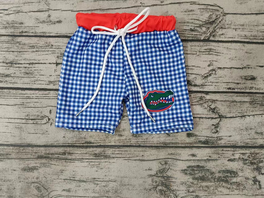 (Custom Design Preorder MOQ 5) Team's Crocodile Plaid Print Boys Swim Trunks