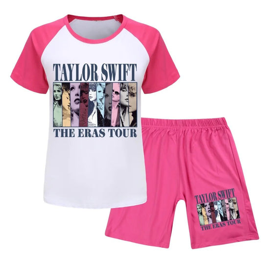 (Custom Design Preorder MOQ 5)  Singer Swiftie Hot Pink Print Adult Summer Clothes Set
