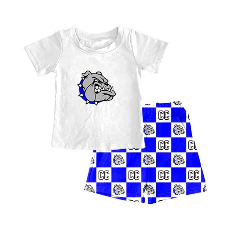 (Custom Design Preorder MOQ 5)  Team's CC Dog Print Boys Summer Clothes Set