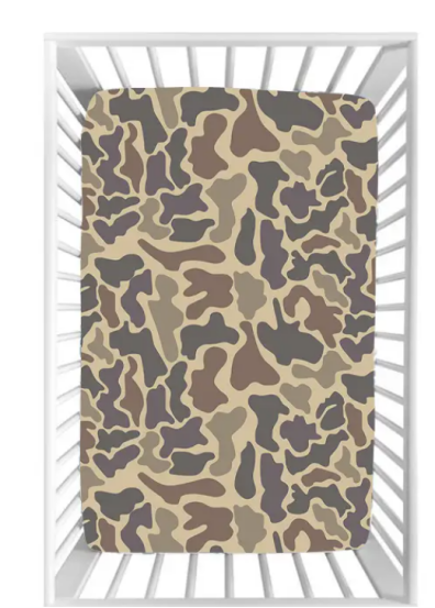 (Custom Design Preorder MOQ 5) Brown Camo Print Baby Bed Sheets
