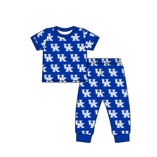 (Custom Design Preorder MOQ 5) Football Team's UK Blue Print Boys Pajamas Clothes Set