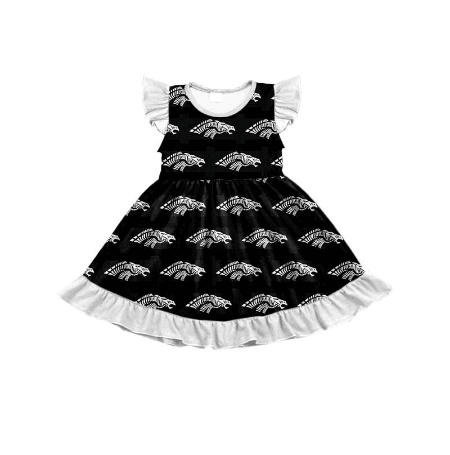 (Custom Design Preorder MOQ 5) Team's Zebra Print Girls Knee Length Summer Dress