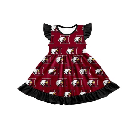 (Custom Design Preorder MOQ 5) Team's H Print Girls Knee Length Summer Dress