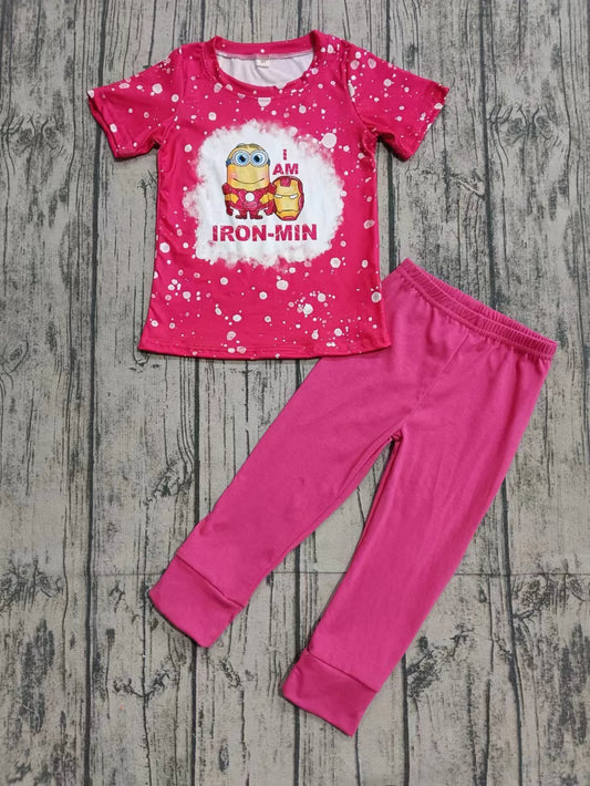 (Custom Design Preorder MOQ 3 ) I AM IRON-MIN Print Kids Pajamas Clothes Set