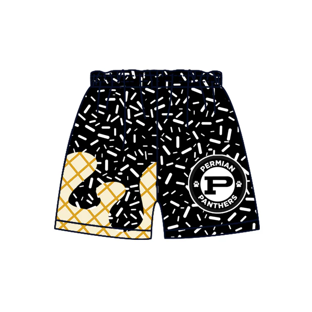 (Custom Design Preorder MOQ 5 ) Team's PERMIAN Black Sprinkles Print Summer Bottom Skirts Shorts Mom and Me Matching Clothes