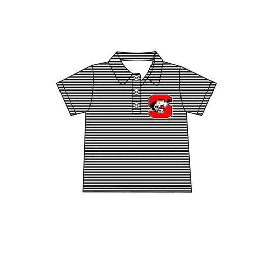 (Custom Design Preorder MOQ 5 Each Item)Team's Horse S Black Stripes Print Polo Top Mom and Me Matching Clothes