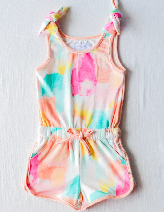 (Custom Design Preorder MOQ 5) Tie-dye Print Girls Summer Jumpsuits