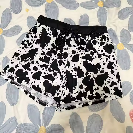(Custom Design Preorder MOQ 5) Cowhide Western Print Kids Summer Bottom Shorts