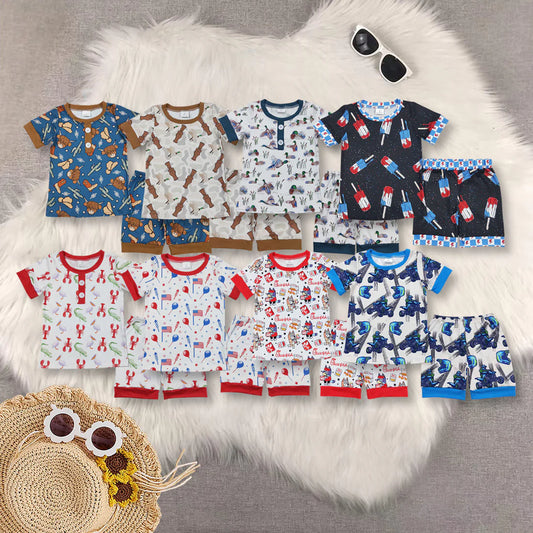Boys Summer Pajamas Clothes Set Brothers Wear