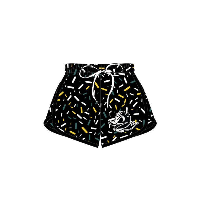 (Custom Design Preorder MOQ 5 Each Item) Team's Oregon Duck Black Sprinkles Print Summer Bottom Sports Shorts Mom and Me Matching Clothes
