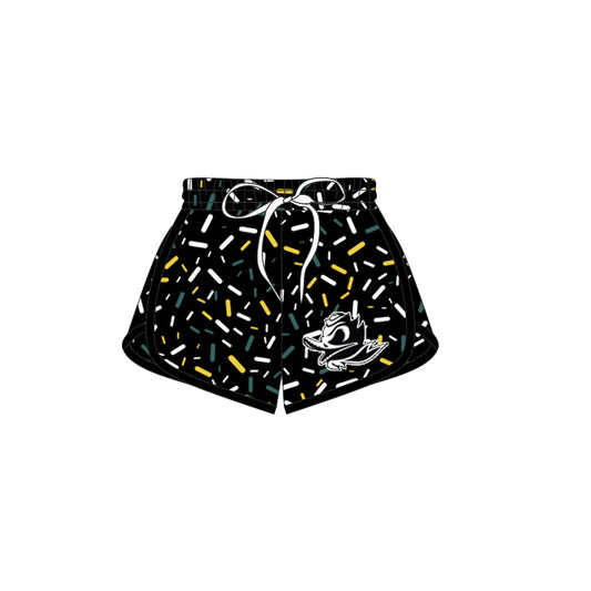 (Custom Design Preorder MOQ 5 Each Item) Team's Oregon Duck Black Sprinkles Print Summer Bottom Sports Shorts Mom and Me Matching Clothes