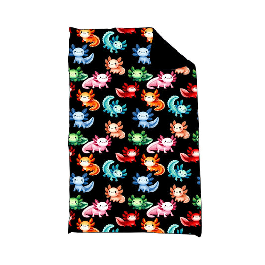 (Custom Design Preorder MOQ 5)  Colorful Axolotl Print Baby Blanket