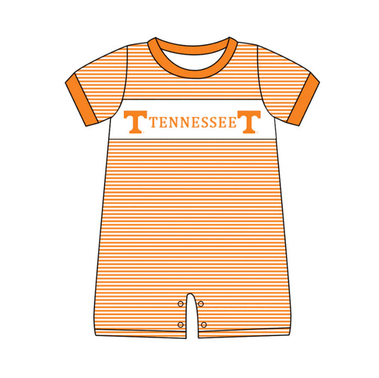 (Custom Design Preorder MOQ 5) Team's Tennessee Orange Stripes Print Baby Boys Summer Romper